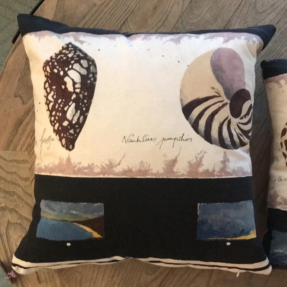 New pair 2 Etsy set lot bundle Beach shell seashell throw pillows